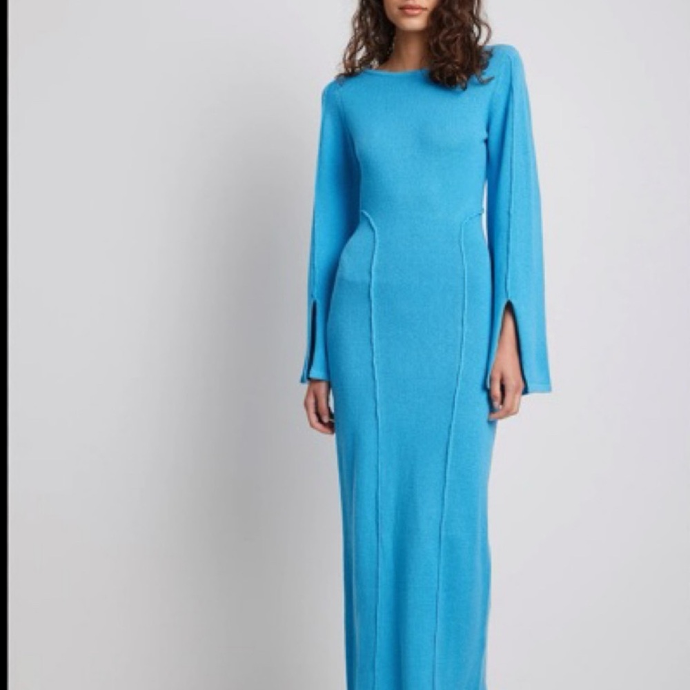 Chic Long Sleeve Turquoise Dress